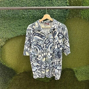 Vintage Quicksilver Logo All Over Print Short Sleeve Shirt